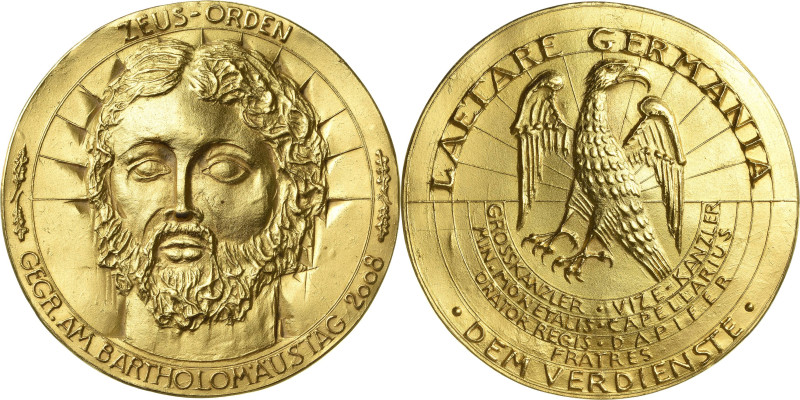 Güttler, Peter-Götz 1939-2024 Vergoldete Weißmetallgussmedaille 2010. Zeus-Orden...