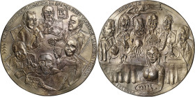 Güttler, Peter-Götz 1939-2024 Weißmetallgussmedaille 2012. 3333 Tage Numismatischer Mittagstisch in der Volksküche in Bremen. Brustbilder von Frits Bo...