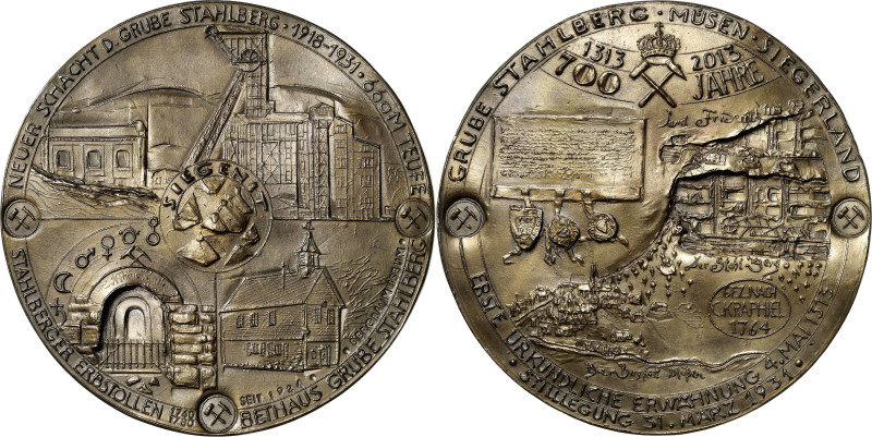 Güttler, Peter-Götz 1939-2024 Weißmetallgussmedaille 2013. 700 Jahre Grube Stahl...