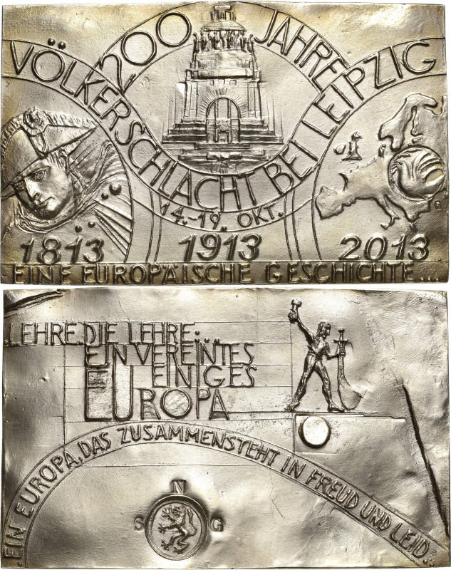 Güttler, Peter-Götz 1939-2024 Silbergussplakette 2013. 200 Jahre Völkerschlacht ...