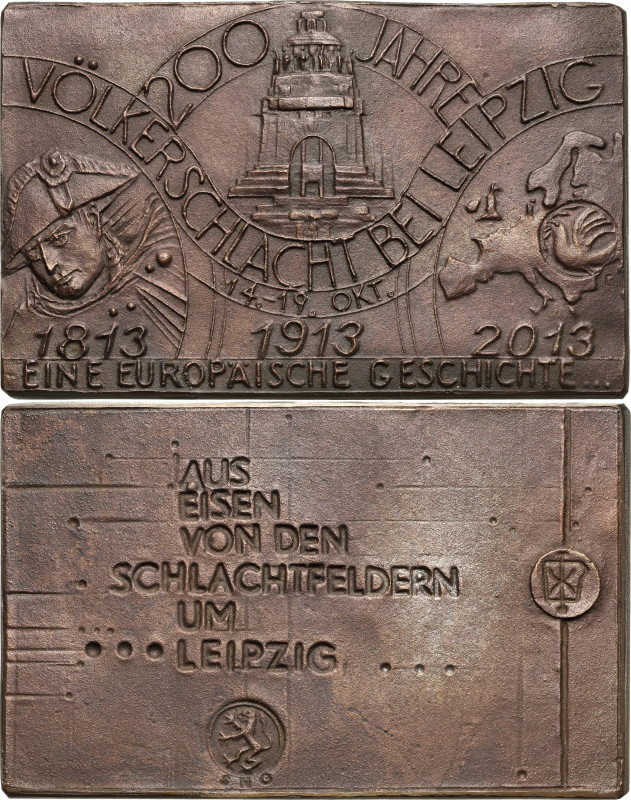 Güttler, Peter-Götz 1939-2024 Bronzierte Eisengussplakette 2013. 200 Jahre Völke...
