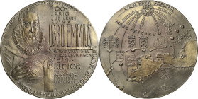 Güttler, Peter-Götz 1939-2024 Weißmetallgussmedaille 2014. 400-jähriges Jubiläum der Universität Groningen. Brustbild des ersten Rektors Ubbo Emmius m...