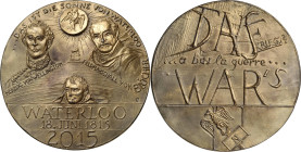 Güttler, Peter-Götz 1939-2024 Weißmetallgussmedaille 2015. 200. Jubiläum der Schlacht von Waterloo. Strahlende Sonne mit preußischem Adler zwischen Br...
