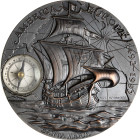 Huybrechts, Paul Einseitige Bronzemedaille mit eingelassenem Kompass 1992. America - Europa 1492-1992. Flaggschiff "Santa Maria" auf See, links Kompas...