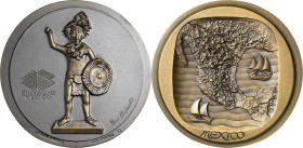 Huybrechts, Paul Bronzemedaille 1993. Europalia Mexico. Maya Krieger / Schiffe im Golf von Mexico. 91,2 mm, 218,72 g Vandamme/Huybrechts S. 290 Prägef...