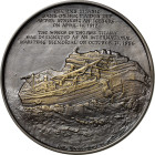 Huybrechts, Paul Emaillierte Bronzegussmedaille 2013. Wrack der Titanic. Wrack des Schiffes Titanic als Bronzerelief / Wrack des Schiffes Titanic über...