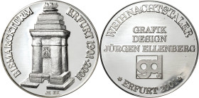 König, Helmut 1934-2017 Silbermedaille 2001 (H. König/J. Ellenberg) Weihnachtstaler - 100 Jahre Bismarckturm in Erfurt. Grafikdesign Jürgen Ellenberg....