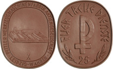 Porzellanmedaillen - Medaillen der Meißner Porzellanmanufaktur
Leipzig Braune Porzellanmedaille o.J. (1922/1946) (Meißen) Prämie für treue Dienste de...