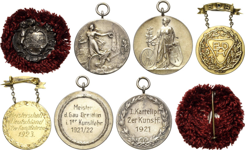 Sport
Lot-4 Stück Radsport Versilberte Bronzemedaille o.J. (graviert 1921) - I....