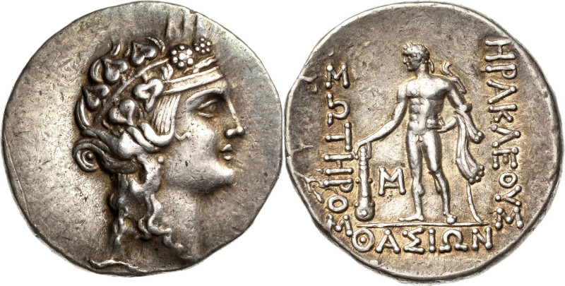 Thrakien Thasos
 Tetradrachme um 150 v. Chr. Kopf des Dionysos mit Efeukranz un...