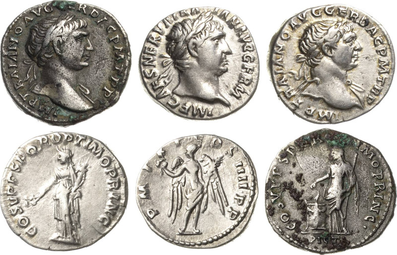 Kaiserzeit
Trajan 98-117 Denare mit den Rückseiten: Fortuna, Victoria und am Al...