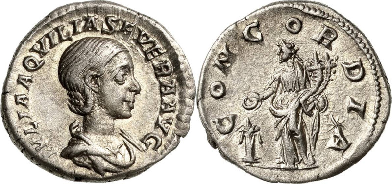 Kaiserzeit
Aquilia Severa, Gattin des Elagabalus Denar 221, Rom Brustbild nach ...