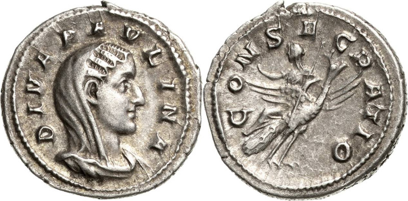 Kaiserzeit
Paulina, Gattin des Maximinus Thrax + 236 Denar 236/238, Rom Consecr...