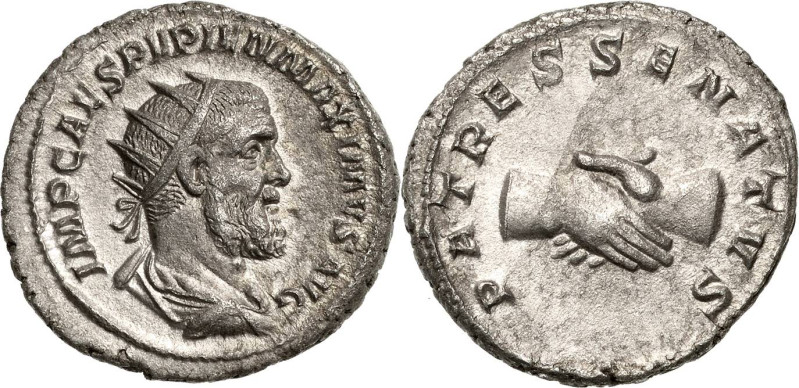 Kaiserzeit
Pupienus 238 Antoninian 238, Rom Brustbild mit Strahlenkrone nach re...