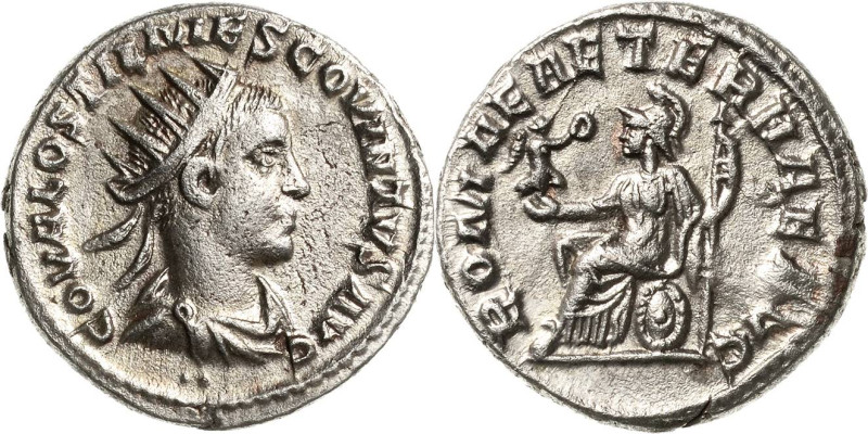 Kaiserzeit
Hostilianus 250-251 Antoninian 251, Antiochia Brustbild mit Strahlen...