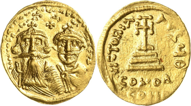 Heraclius 610-641 Solidus 629/632, Constantinopel Brustbilder des Heraclius mit ...