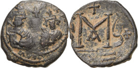 Heraclius mit Heraclius Constantinus 613-641 40 Nummi 617/618 (= Jahr 7?), Seleucia Isauriae (?) Die Brustbilder der beiden Heraclii von vorn, JJN hER...