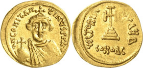 Constans II. 641-668 Solidus 641/646, Constantinopel Brustbild mit Kreuzdiadem und Kreuzglobus von vorn, dN CONSTANTINVS PP AVG / Stufenkreuz, VICTORI...