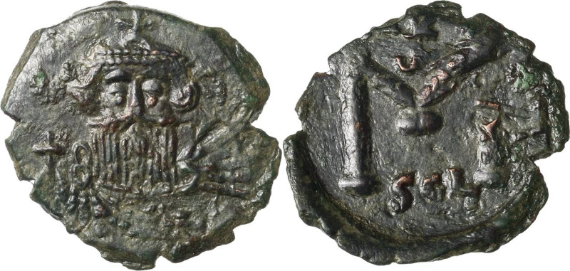 Constans II. 641-668 40 Nummi um 650/652, Syrakus Brustbild von vorn / Wertzahl ...