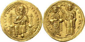 Romanos III. Argyros 1028-1034 Histamenon 1028/1034, Constantinopel Christus Pantokrator von vorn thronend, +IhS XIS REX RECNATInm / Maria mit Nimbus ...
