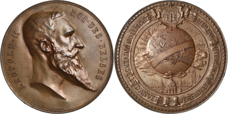 Belgien
Leopold II. 1865-1909 Bronzemedaille 1894 (J. Baetes) Auf die Weltausst...