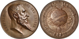 Belgien
Leopold II. 1865-1909 Bronzemedaille 1894 (J. Baetes) Auf die Weltausstellung in Antwerpen. Kopf des Königs nach rechts / Globus über Stadtan...