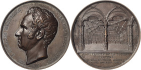 Belgien-Antwerpen, Stadt
 Bronzemedaille 1854 (J. und L. Wiener) Auf die Fertigstellung des gusseisernen Kuppeldaches der Börse zu Antwerpen. Kopf de...