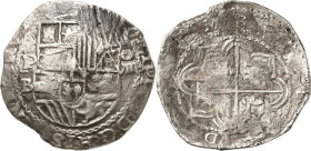 Bolivien
Philipp II. 1556-1598 8 Reales o.J. (1577/1585), PB-Potosi Schiffsgeld Cayon 3726 KM 10 27.89 g. Leicht korrodiert, schön-sehr schön