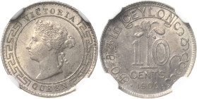 Ceylon
Victoria 1837-1901 10 Cents 1900. Im NGC-Slab mit der Bewertung MS61 KM 94 Prachtvolles Exemplar. Prägefrisch