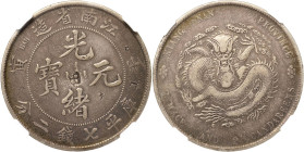 China
Kuang-Hsu 1874-1908 Dollar (7 Mace 2 Candareens) 1902, Nanking Provinz Kiangnan. Dotted "Tiger" Character. Mit beiderseits chopmarks. Im NGC-Sl...