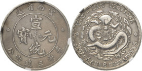 China
Hsuan Tung 1908-1912 50 Cents (3 Mace 6 Candareens) o.J. (1909/1911). Provinz Yunnan. 7 Flames on Pearl Typ. Im NGC-Slab mit der Bewertung XF D...