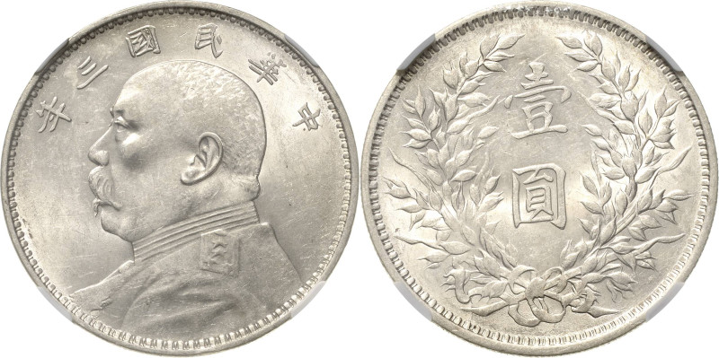 China
Republik 1912-1949 Dollar 1914 (= Jahr 3). Yuan Shi Kai. Im NGC-Slab mit ...