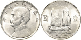 China
Republik 1912-1949 Dollar 1933 (= Jahr 22). Sun-Yat-Sen. Dschunke. Im NGC-Slab mit der Bewertung AU 58 L/M 109 KM Y 345 Davenport 223 Prachtvol...