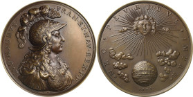 Frankreich
Ludwig XIV. 1643-1715 Bronzemedaille 1674 (spätere Prägung) (F. Varin) Auf den Sonnenkönig. Brustbild im Harnisch nach rechts / Sonne stra...