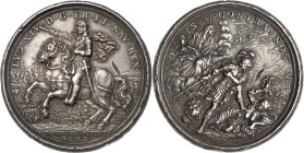 Frankreich
Ludwig XIV. 1643-1715 Silbermedaille 1679 (Hamerani) Einnahme von Nijmegen. Ludwig XIV. reitet mit Kommandostab nach links, dahinter Trupp...