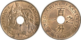 Französisch Indochina
 1 Centime 1900, A-Paris Lecompte 55 7.59 g. Prachtvolles Exemplar. Fast Stempelglanz