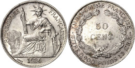Französisch Indochina
 50 Centimes 1936, A-Paris Lecompte 261 Prachtexemplar. Stempelglanz/fast Stempelglanz