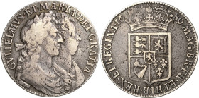 Großbritannien
William und Mary 1688-1694 1/2 Crown 1689, London Mit gefütterter Krone Spink 3434 Min. Schrötlingsfehler, sehr schön