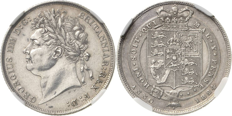 Großbritannien
George IV. 1820-1830 Shilling 1824, London Im NGC-Slab mit der B...