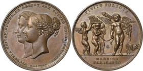 Großbritannien
Victoria 1837-1901 Bronzemedaille 1840 (T. Halliday) Hochzeit mit dem Prinzen Albert von Sachsen-Coburg und Gotha. Brustbilder des Paa...
