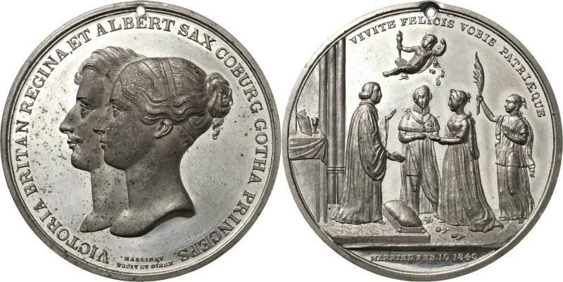 Großbritannien
Victoria 1837-1901 Zinnmedaille 1840 (T. Halliday) Hochzeit mit ...