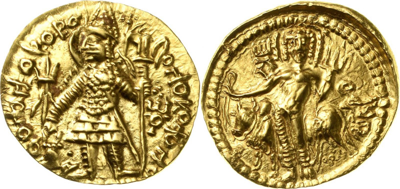 Indien-Kushan
Vasudeva II. 312/332-350 Goldstater Peshawar (Pushapapura) Serie....