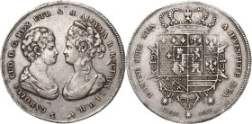 Italien-Etrurien, Königreich 1801-1807
Marie Louise, Vormund für Karl Ludwig, 1803-1807 Francescone (10 Paoli argento) 1806, LS-Pisa Montenegro 243 C...