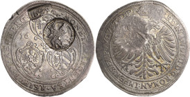 Russland
Alexei Michailowitsch 1645-1676 Jefimok 1655. Mit 2 Av-Gegenstempeln (655, Hl. Georg im Kampf mit dem Drachen) auf Nürnberger Taler 1626, Kr...