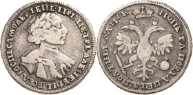 Russland
Peter I. der Große 1689-1725 Poltina (1/2 Rubel) 1720, Roter Münzhof/Moskau Bitkin 642 (R3) Sehr schön