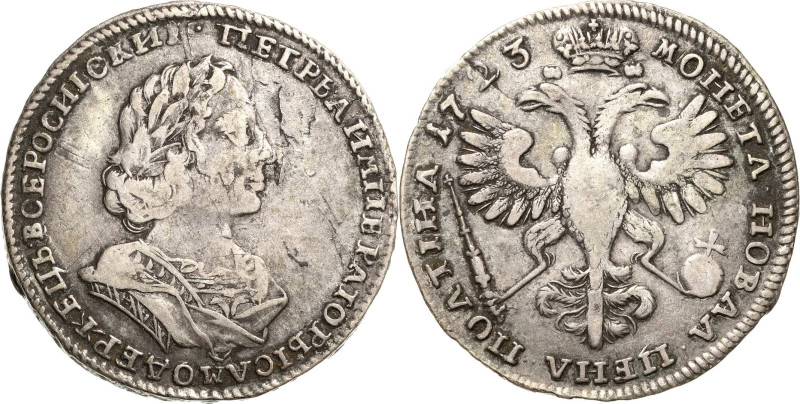 Russland
Peter I. der Große 1689-1725 Poltina (1/2 Rubel) 1723, Roter Münzhof/M...