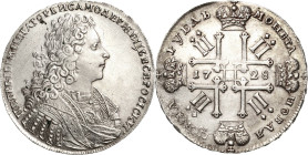 Russland
Peter II. 1727-1730 Rubel 1728, Roter Münzhof/Moskau Bitkin 81 Davenport 1668 Sehr selten in dieser Erhaltung. Prägefrisch