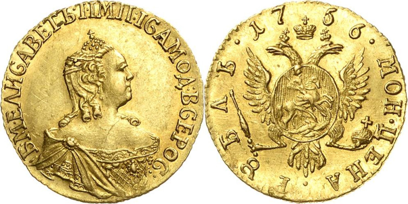 Russland
Elisabeth I. 1741-1761 Goldrubel 1756, Roter Münzhof/Moskau Bitkin 50 ...