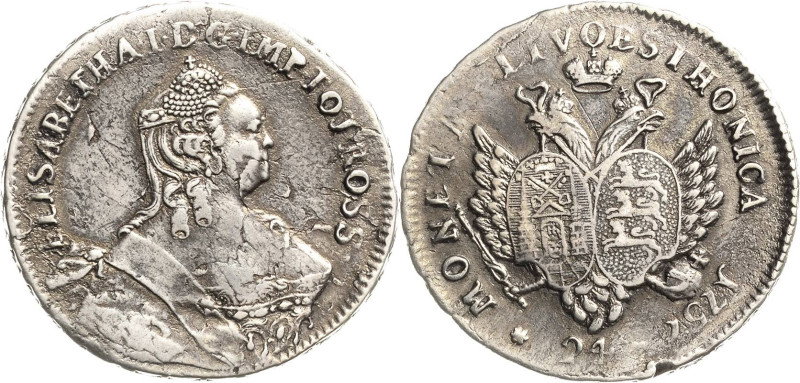 Russland
Elisabeth I. 1741-1761 24 Kopeken 1757, Roter Münzhof/Moskau Für Livla...