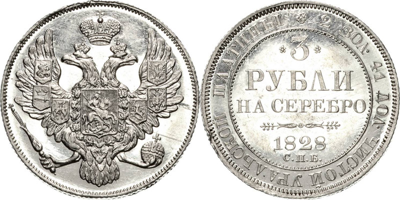 Russland
Nikolaus I. 1825-1855 3 Rubel 1828, SPB-St. Petersburg Bitkin 73 (R1) ...